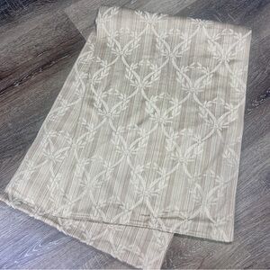 Elegant Woven Floral Table Runner • Neutral Beige Textured Decor • 14x85